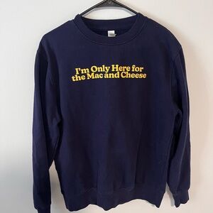 Navy Blue Sweater with Yellow Text